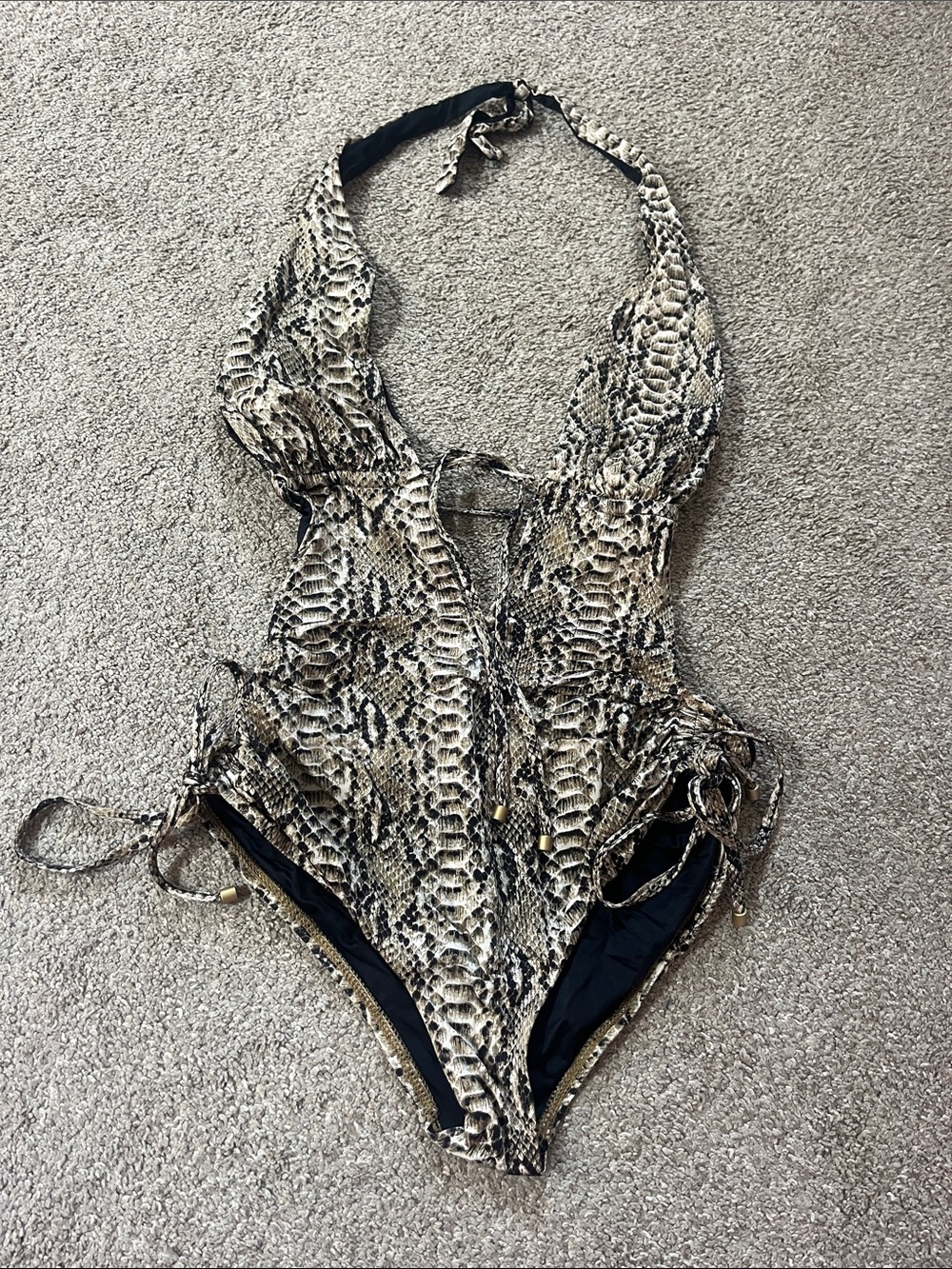 🐍🌞Vitamin A Snakeskin Brena Maillot One Piece szS/6 Adjustable Metal Hardware
